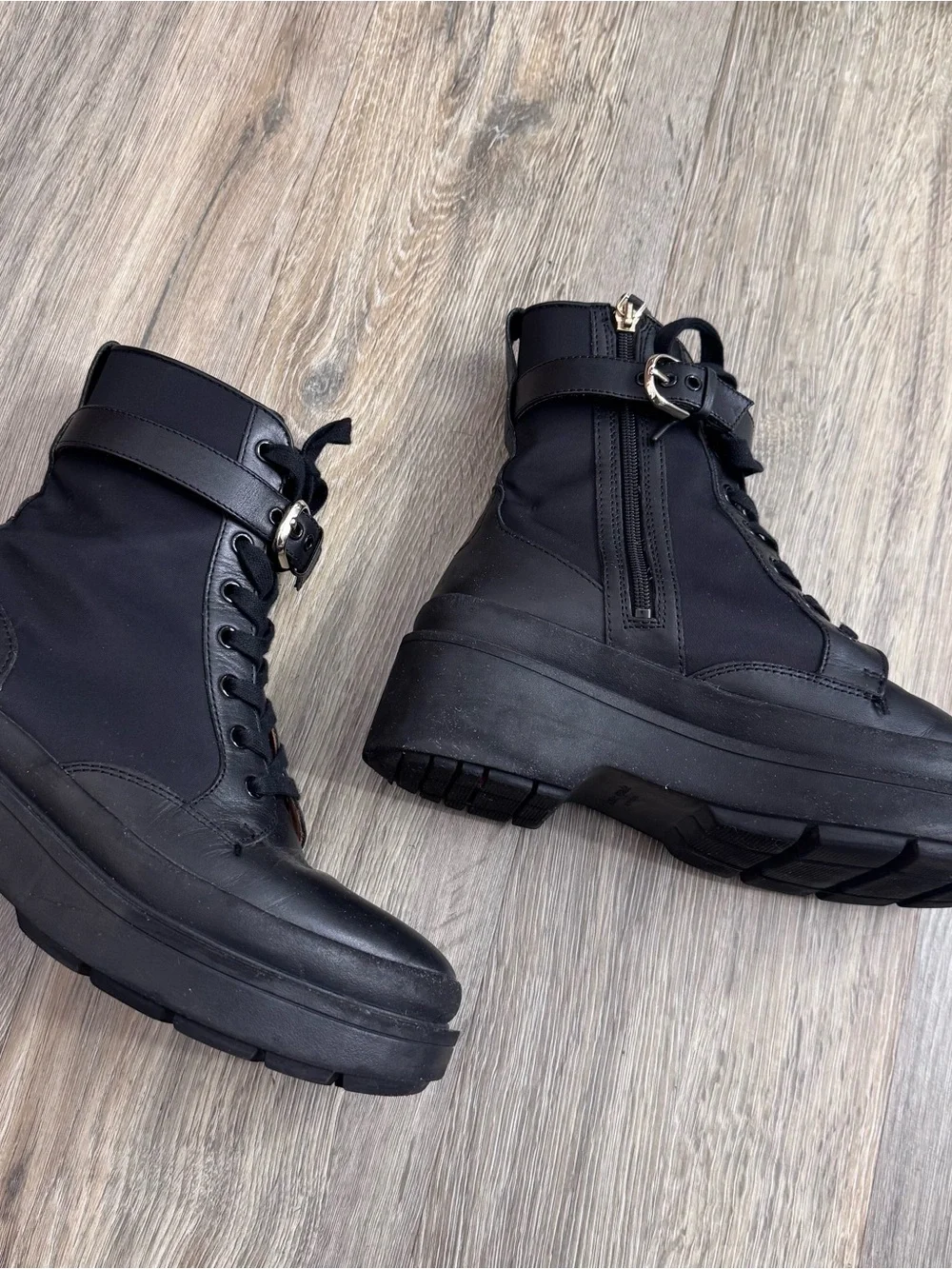 kate spade black and tan leather ankle boot
